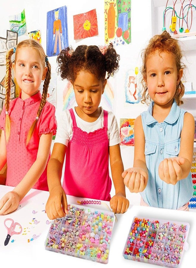 DAYANIDHI Kids Creative Jewellery Making Kit| Acrylic Mixed Color Letter Fish Star Flower Candy Beads| Girls Jewelry Craft Bead with Holes Art Necklace Bracelets Crafting Bead Kit (Pack of 1) - Image 3